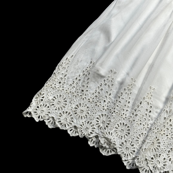 Ganni Ivory White Eyelet Trimmed V Neck Mini Dress US S - Picture 3 of 13